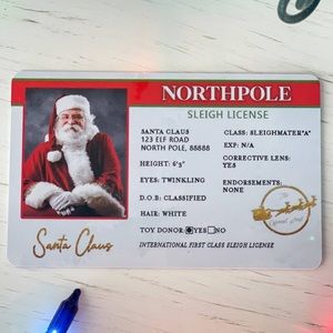 Santa Claus ‘forgotten’ drivers license novelty kids Christmas decor